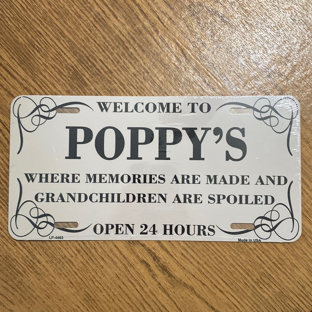 New Metal “License Plate” Decorative Sign, Poppy